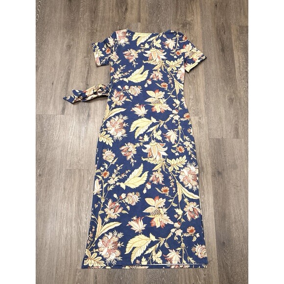 Sezane Pippa Dress Large Floral Maxi Organic Cotton Blue Never Ending Summer - Picture 13 of 15